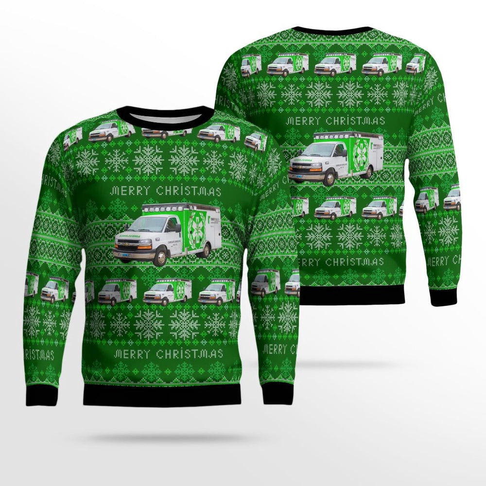 Minot North Dakota Trinity Health Community Ambulance AOP Ugly Sweater Christmas Unisex Sweaters Gift For Christmas