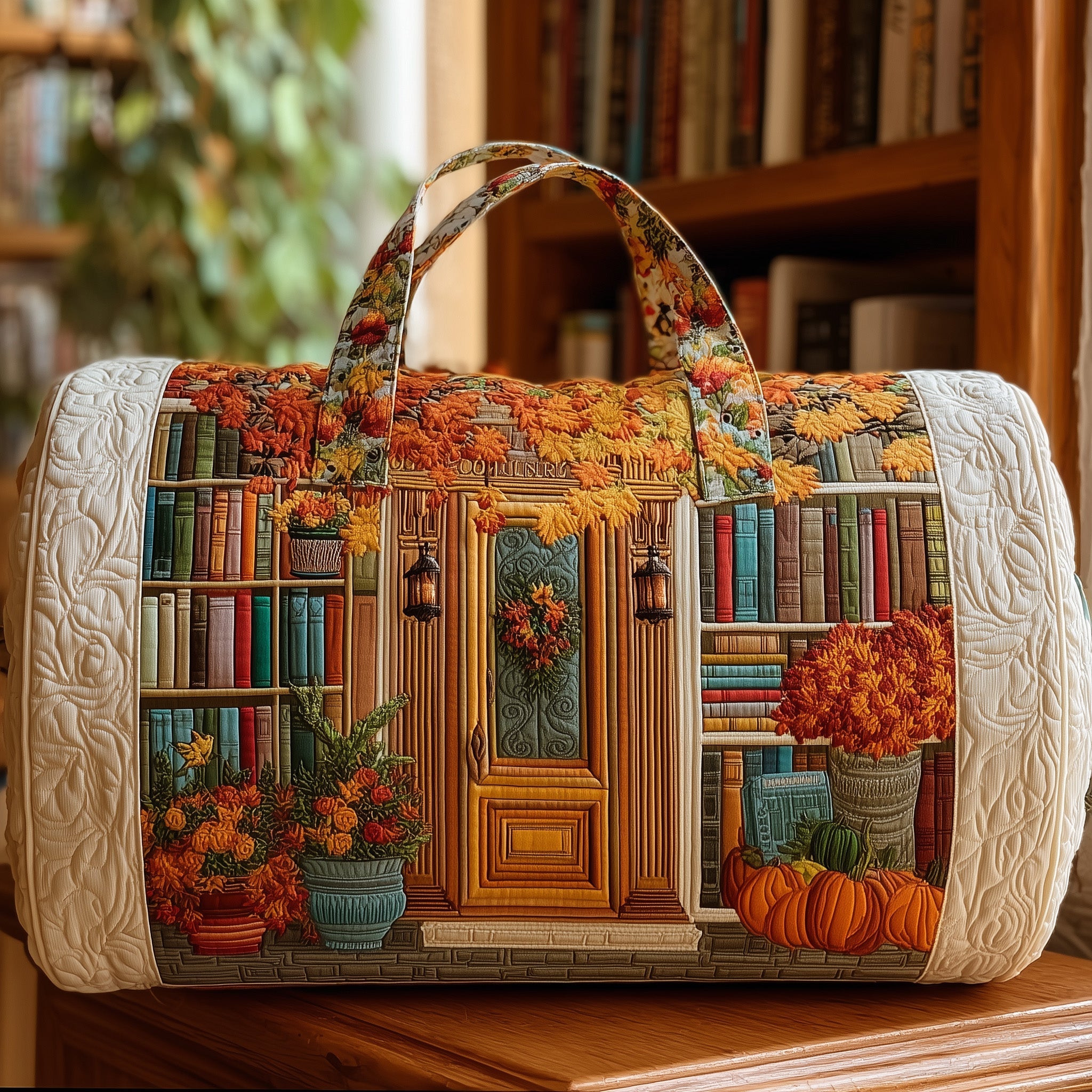 Miracle Bookshop Quilted Duffle Bag For Daily Commute