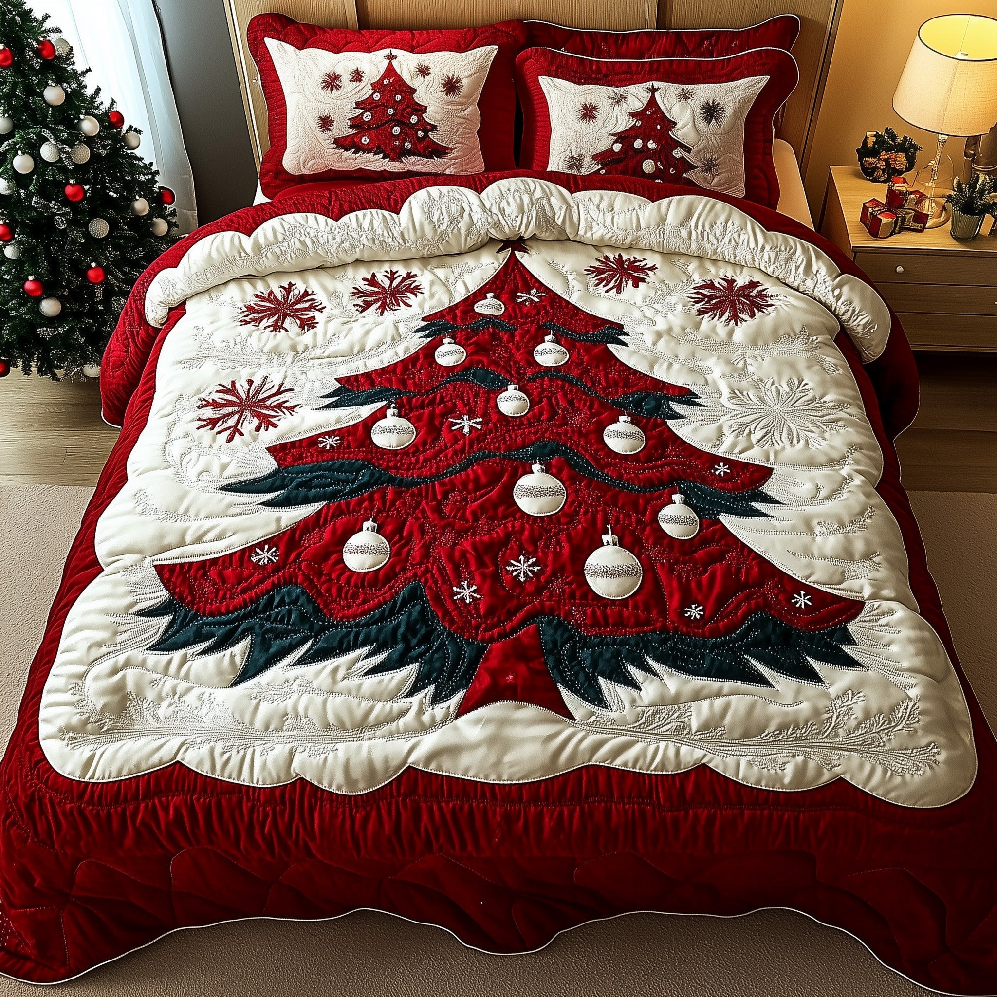 Miracle Christmas Quilted Bedding Set Seasonal Home Decoration Unique Xmas Bedding Gifts