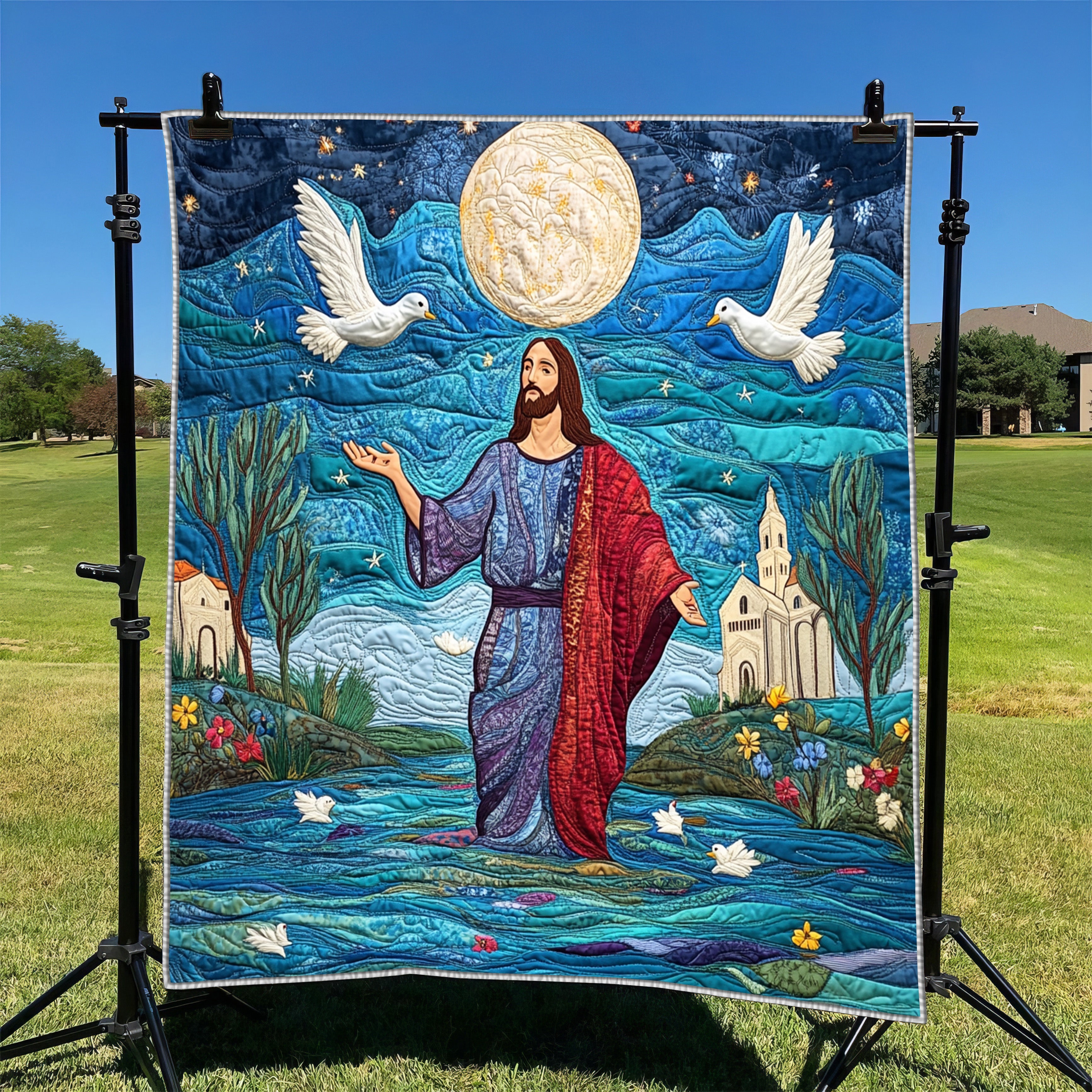 Miracle on Water Quilted Blanket Cute Soft BlanketFaith Christmas Gifts