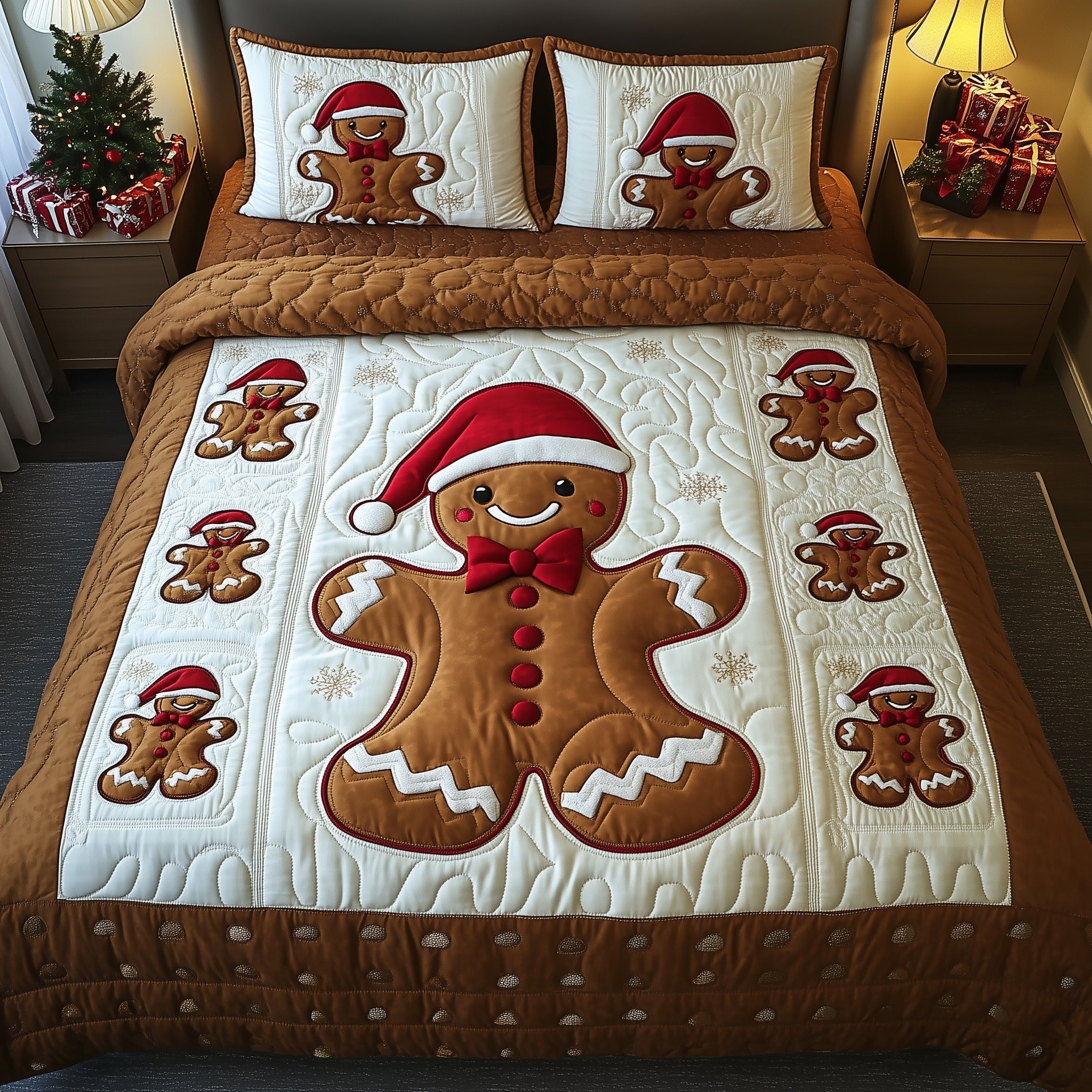 Miracle Village Quilted Bedding Set Winter Village Bedding Unique Christmas Presents