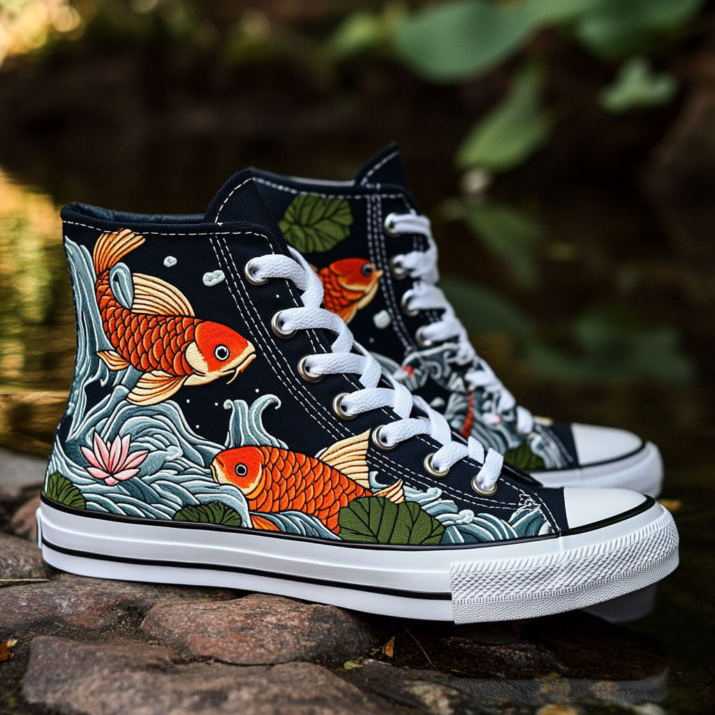 Mirror Flow Canvas High Tops Classic Merch Look