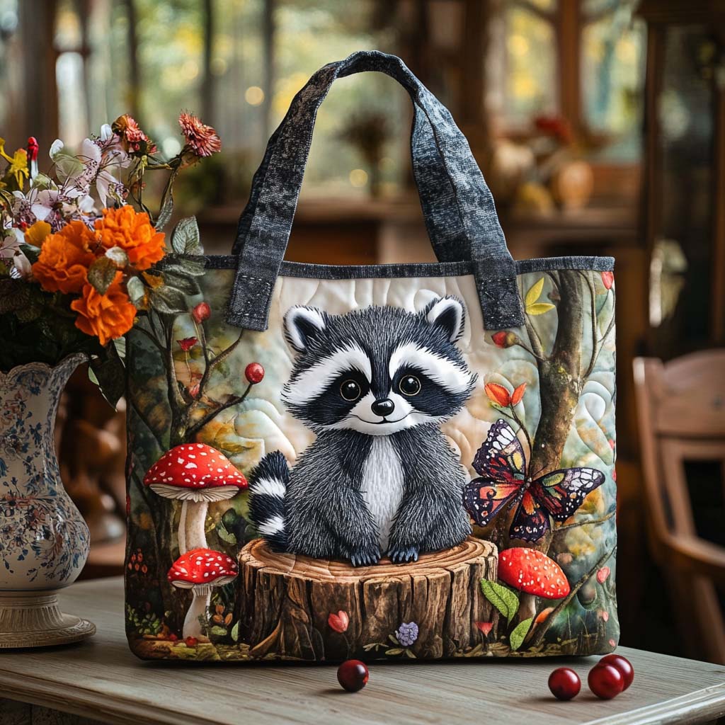 Mischief Maker Quilted Tote Bag Gifts For Raccoon Lovers