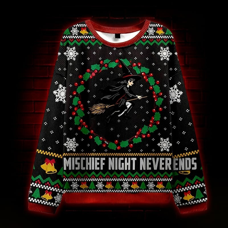 Mischief Night Ugly Christmas Sweater Funny Xmas Holiday Apparel Gifts For Friends