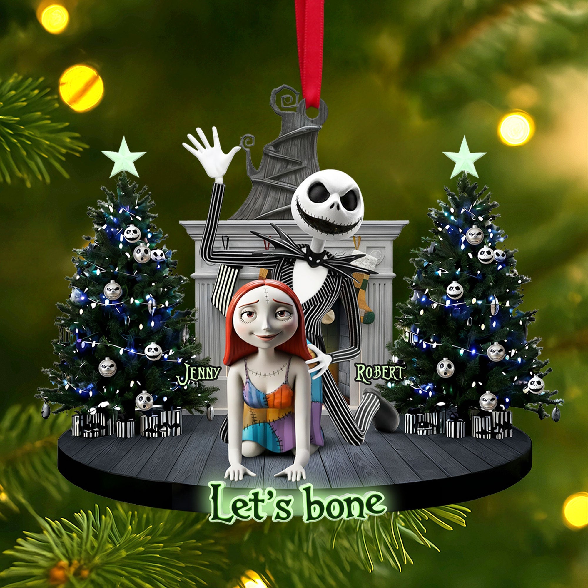 Mischievous Spooky Couple Christmas Ornament, Personalized Gifts For Couple - Fun Holiday Ornament Gift