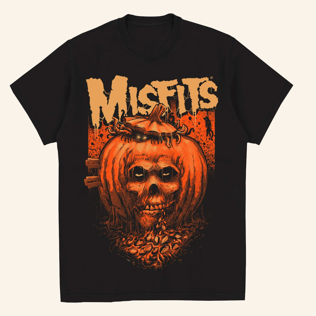 Misfits Merch Godmachine Razor Blade Pumpkin T-Shirt Gift Ideas For Dad