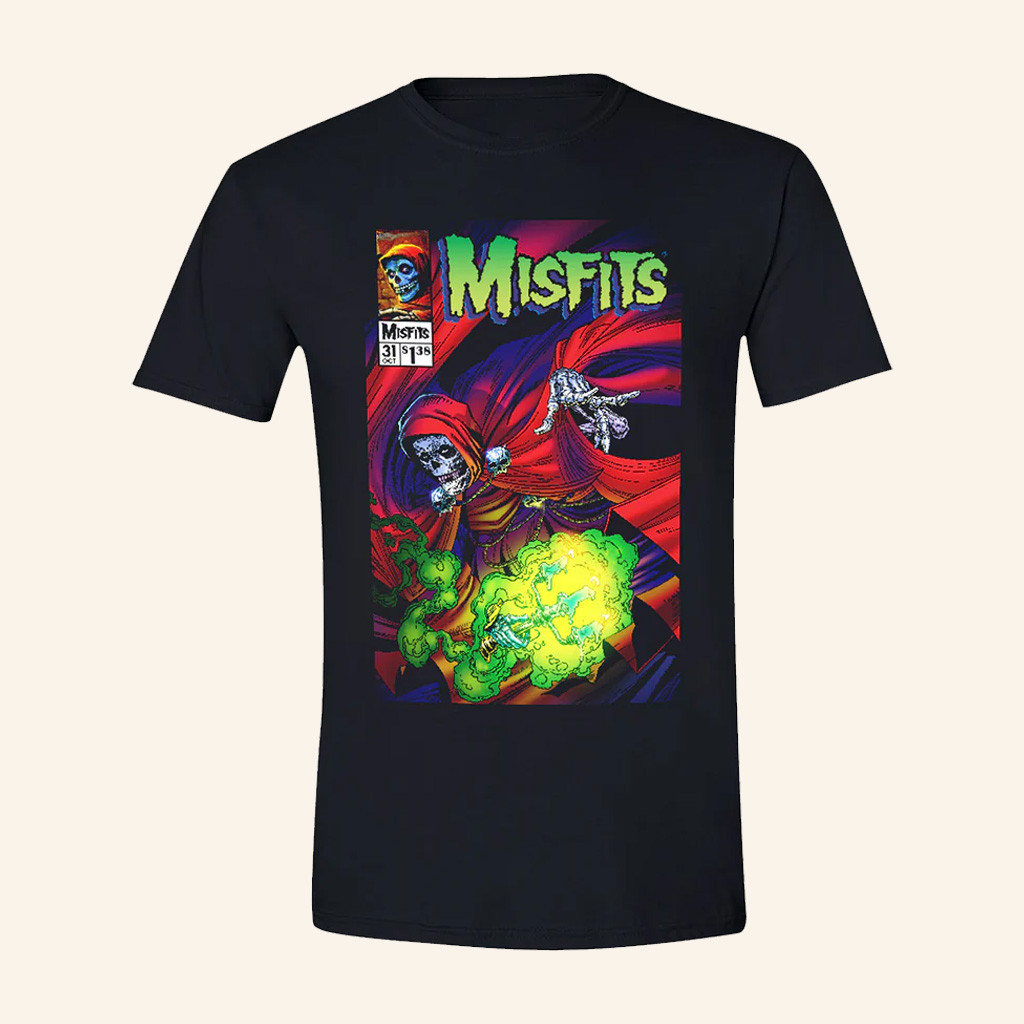 Misfits Merch Misfits Hell Fiend Black Shirt Trading Card T-Shirt Gifts For Rock Fans