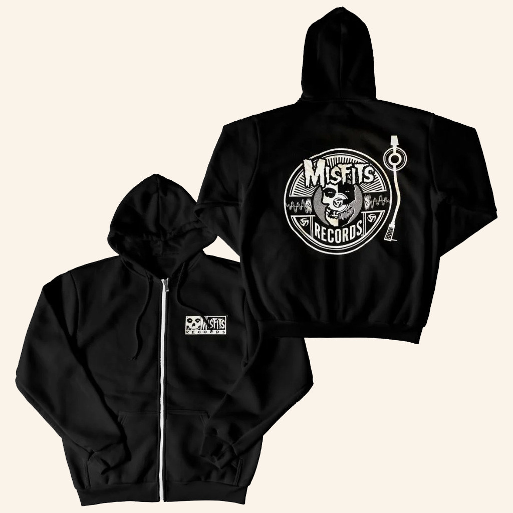 Misfits Merch Misfits Records Zip Hoodie Best Birthday Gift For Fans