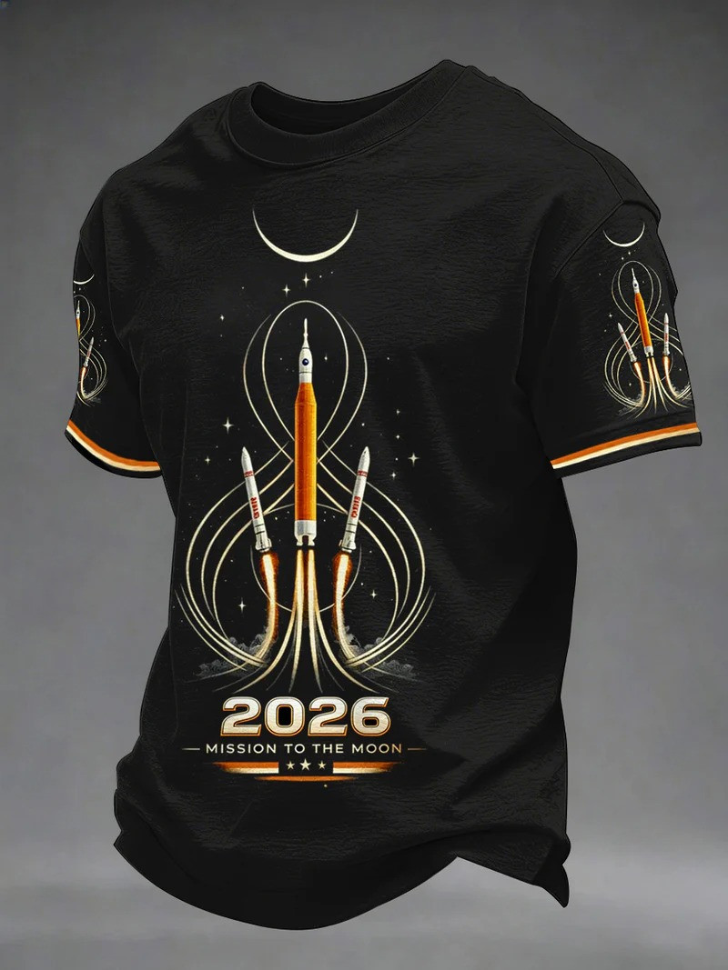 Mission To The Moon 2026 T-Shirt NASA Rocket April 1 Clothing Gift For Him