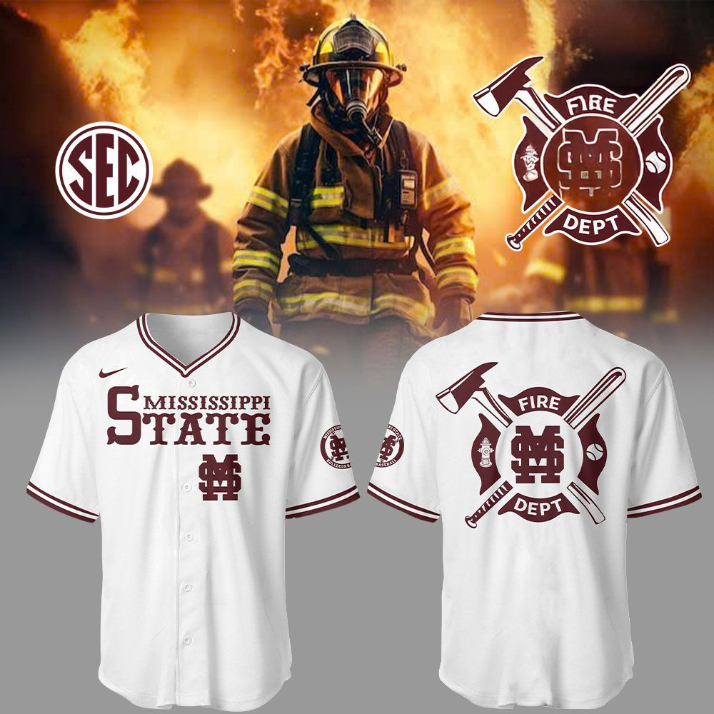 Mississippi Baseball x Firefighter Appreciation Night Baseball Jersey Unique Baseball Gifts