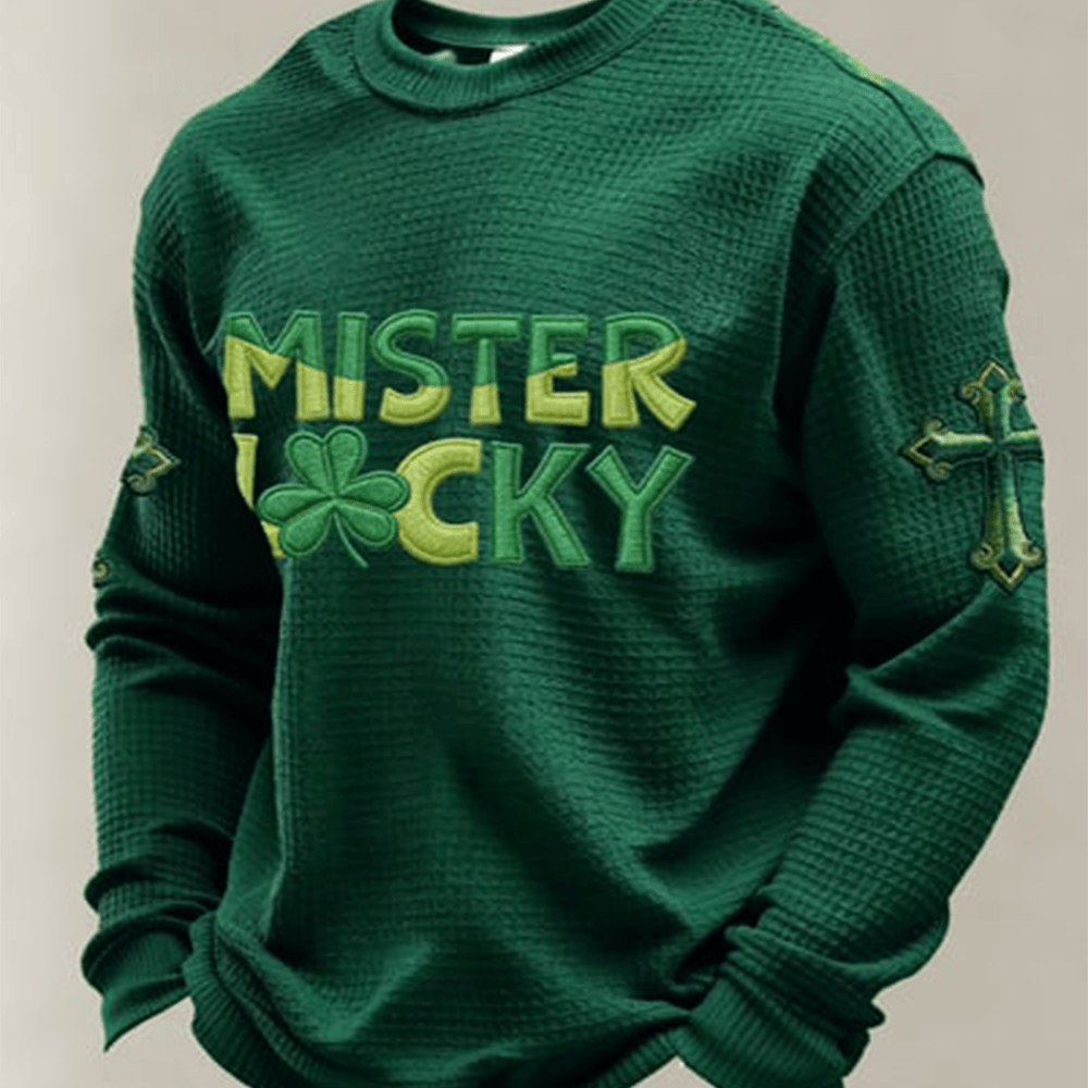 MIster Luckey Shamrock Long Sleeve Shirt St Patrick's Day Apparel Husband Present Ideas