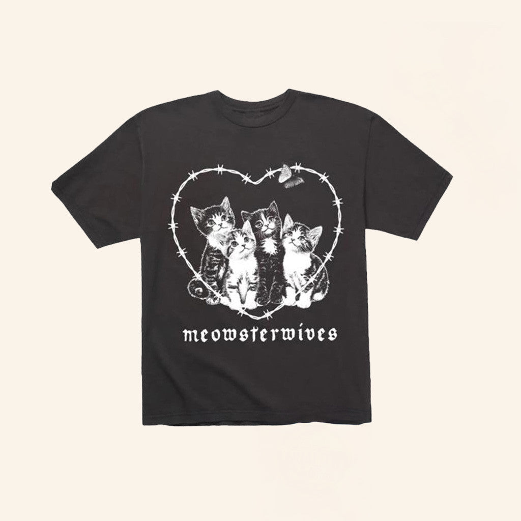 MisterWives Merch Meowsterwives Washed Black T-Shirt Gifts For Girlfriend MisterWives Merch Meowsterwives Washed Black T-Shirt Gifts For Girlfriend