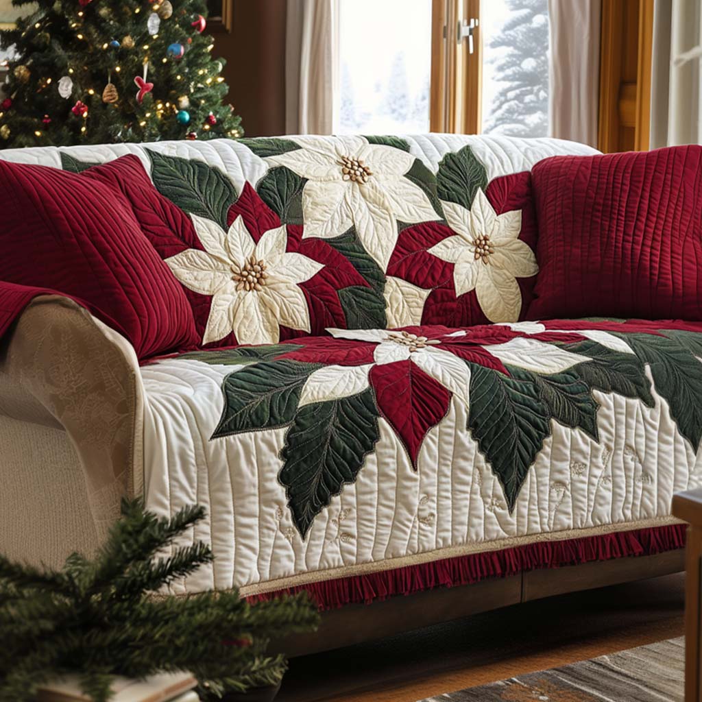 Mistletoe Kisses Quilted Sofa Cover Holiday Living Decorations Best Family Gifts