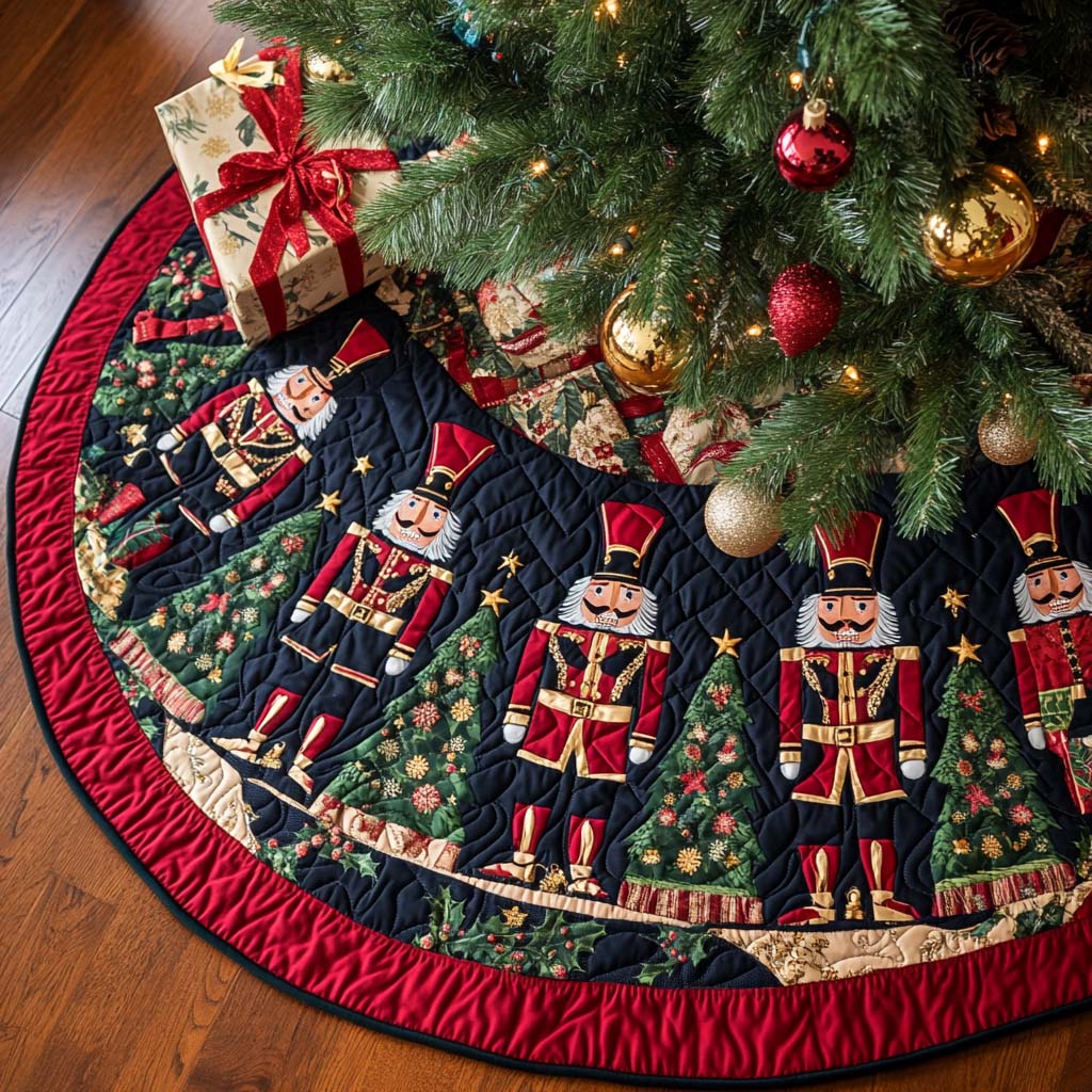 Mistletoe Magic Christmas Quilted Tree Skirt Cozy Holiday Tree Skirt to Brighten Your Home