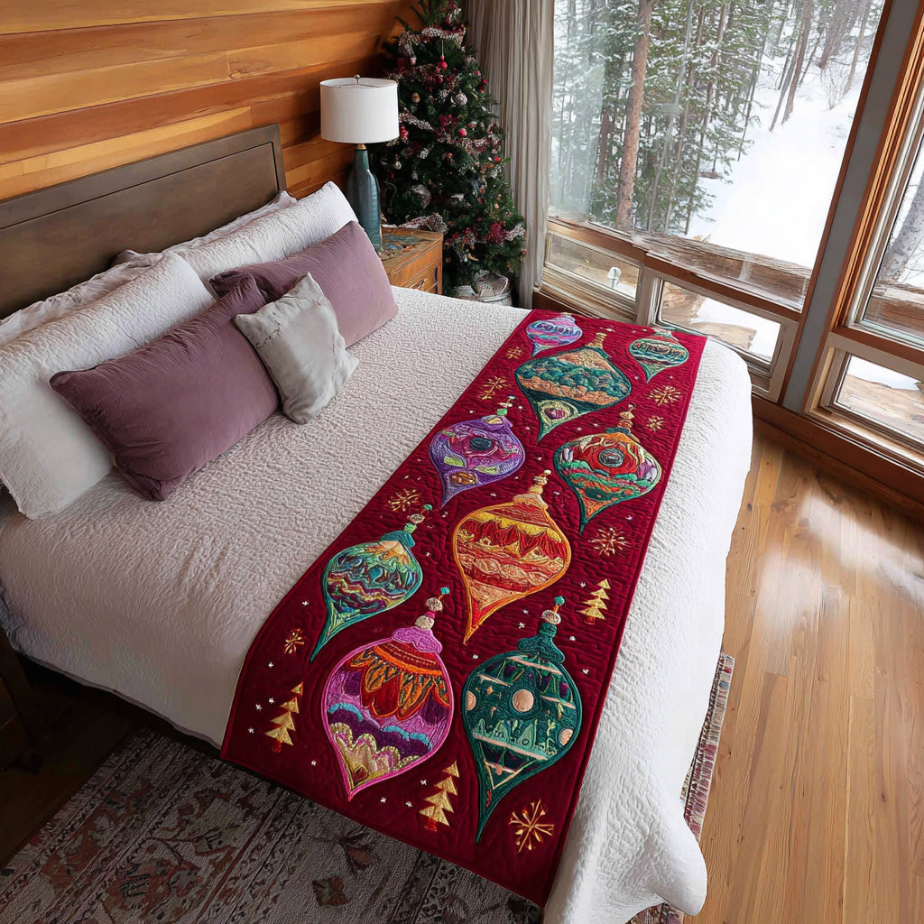 Mistletoe Magic Quilted Bed Runner Christmas Bed Scarf Cool Christmas Gifts