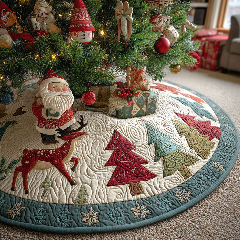 Mistletoe Meadows Christmas Quilted Tree Skirt Xmas Tree Decor Top Christmas Gifts 2025