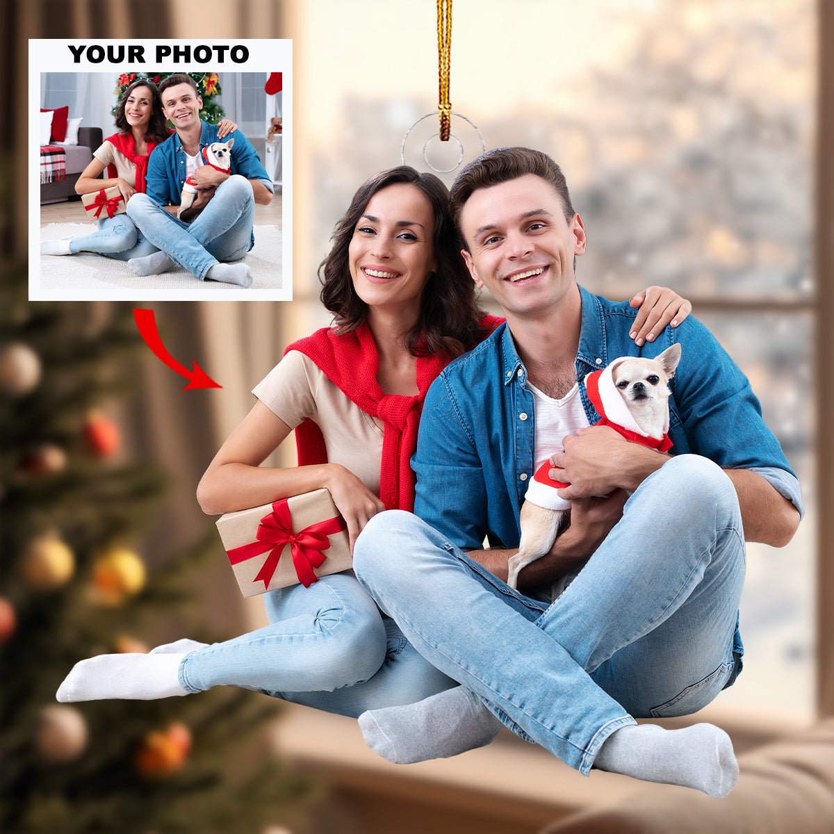 Mistletoe Moments Personalized Photo Mica Ornament Gift For Couple