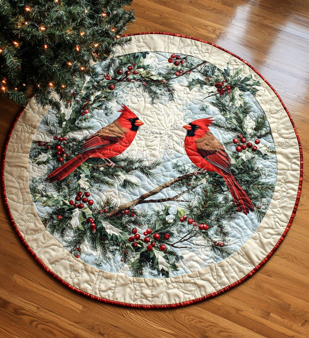 Mistletoe Mosaic Quilted Round Mat Door Entrance Decor Unique Gifts For Bird Lovers