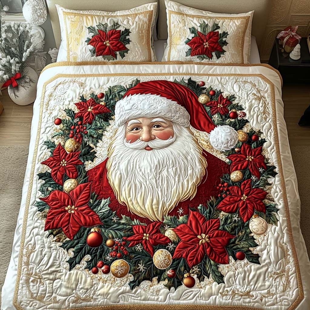 Mistletoe Time Quilted Bedding Set Holiday Season Duvet Cover Set Gifts For The Family Christmas