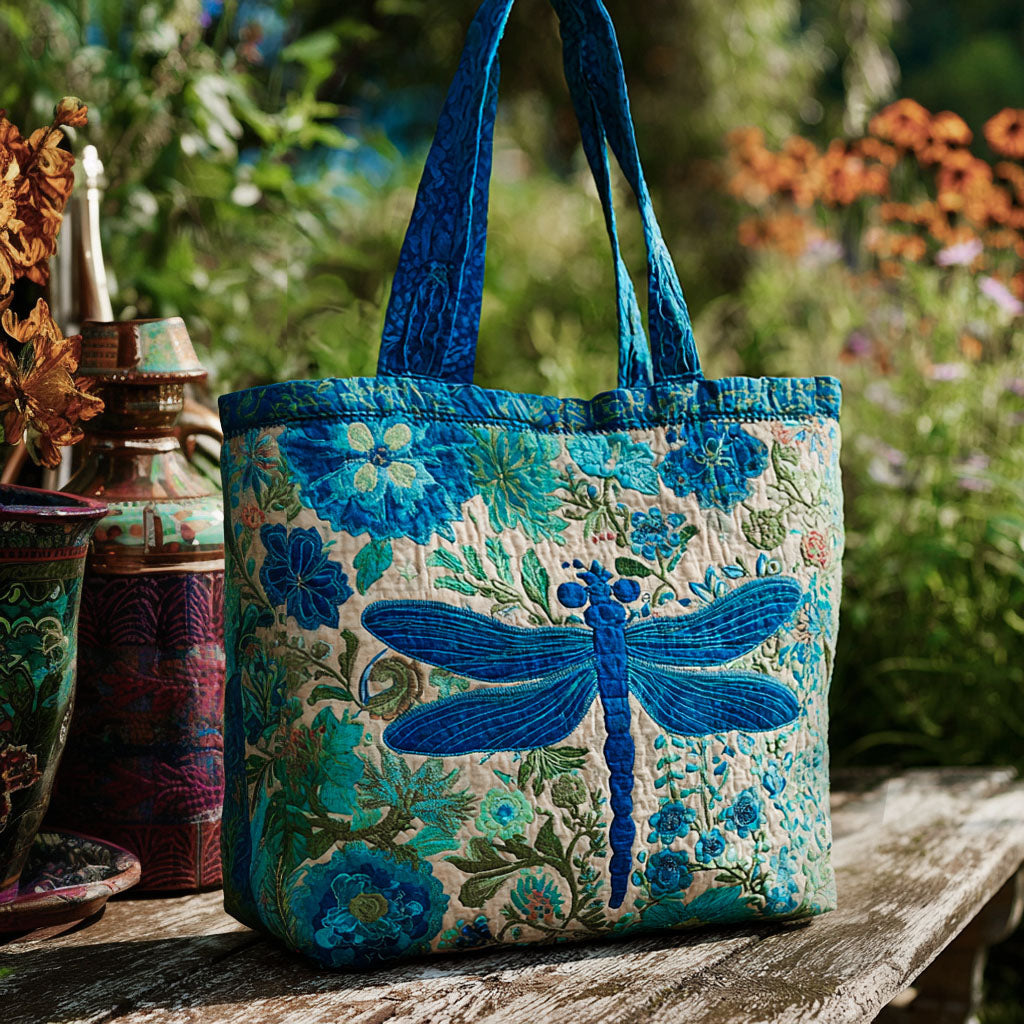 Misty Flutter Quilted Tote Bag Novelty Dragonfly Gifts