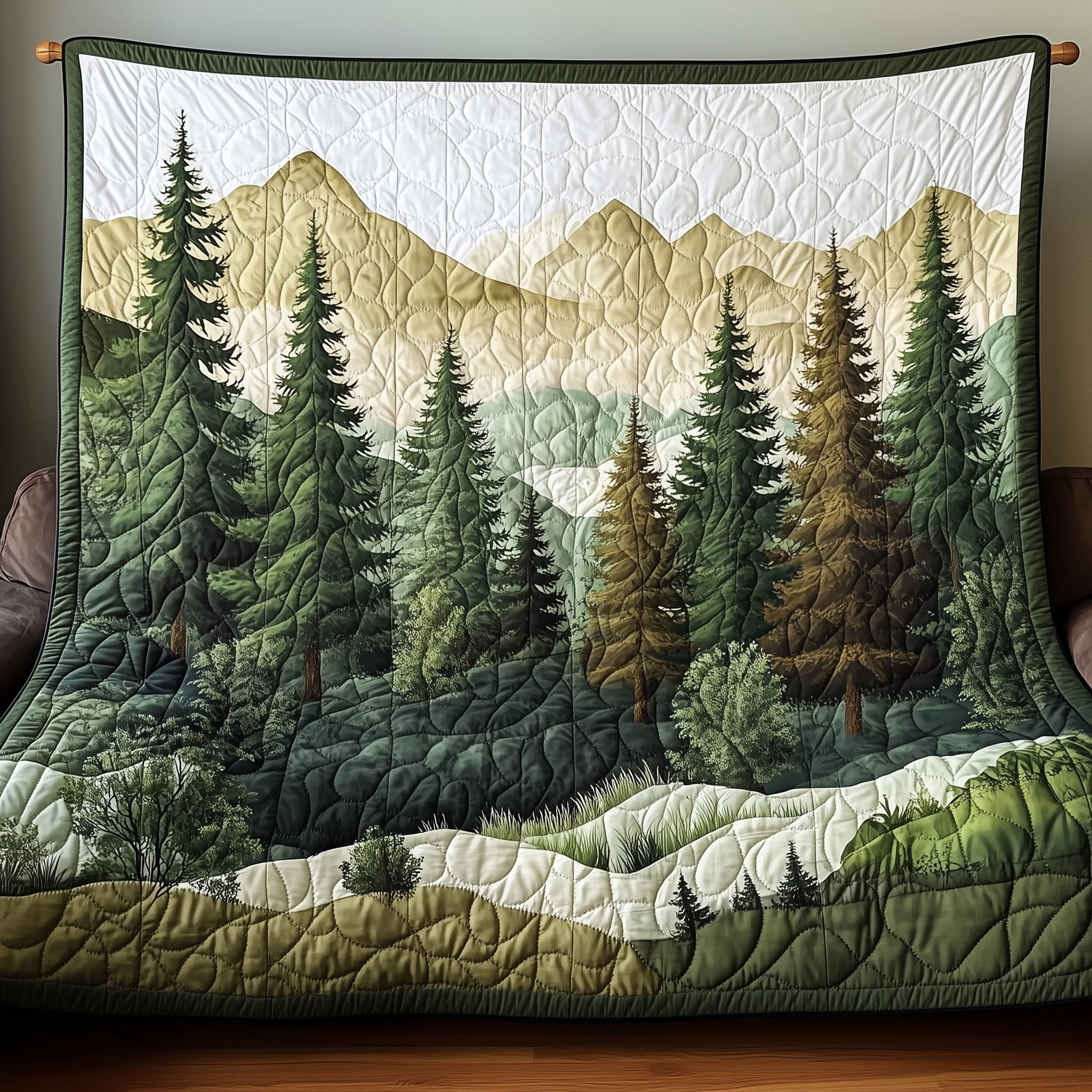 Misty Forest Quilted Blanket Cute Cozy BlanketFather Daughter Presents