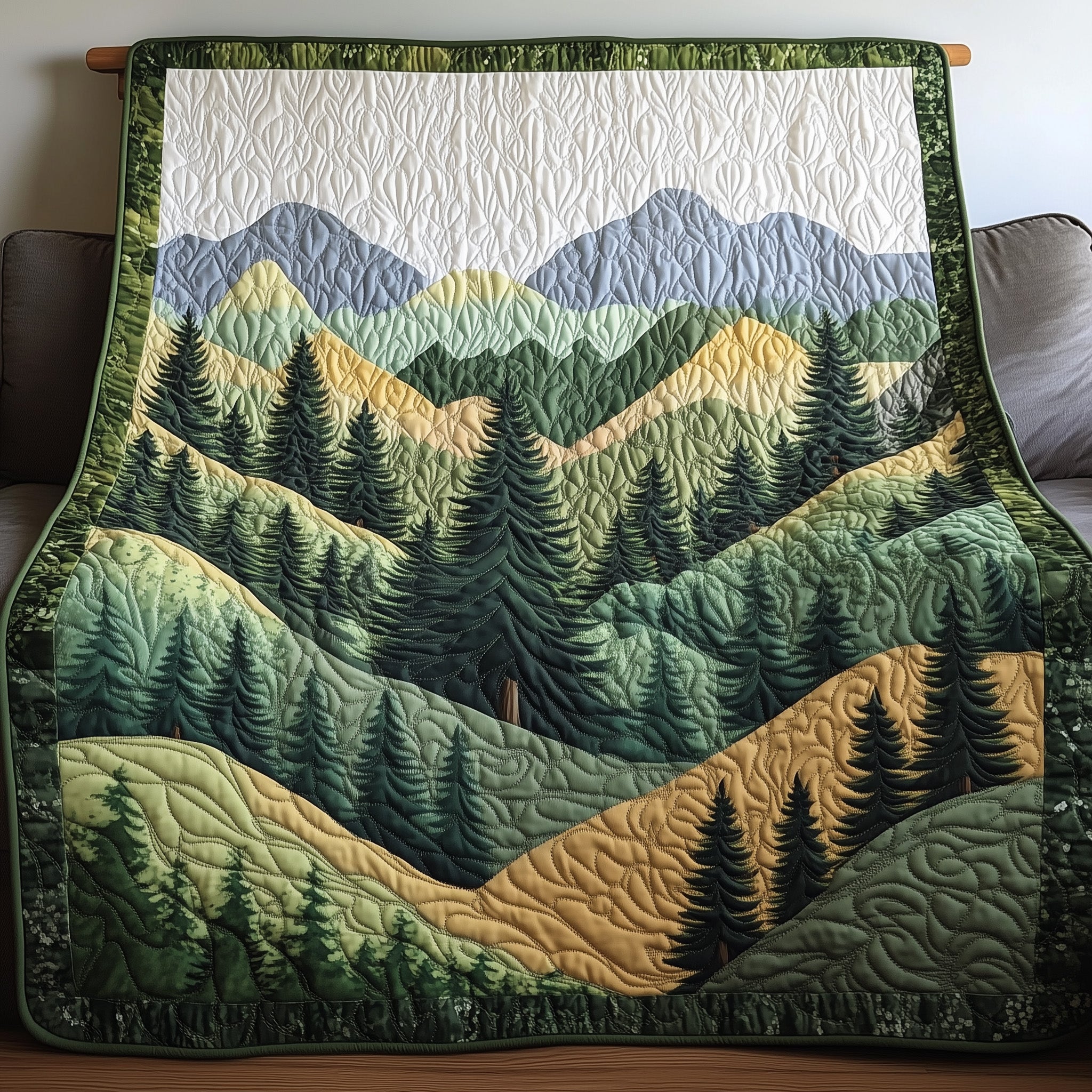 Misty Forest Quilted Blanket Cute Cozy BlanketFather Daughter Presents