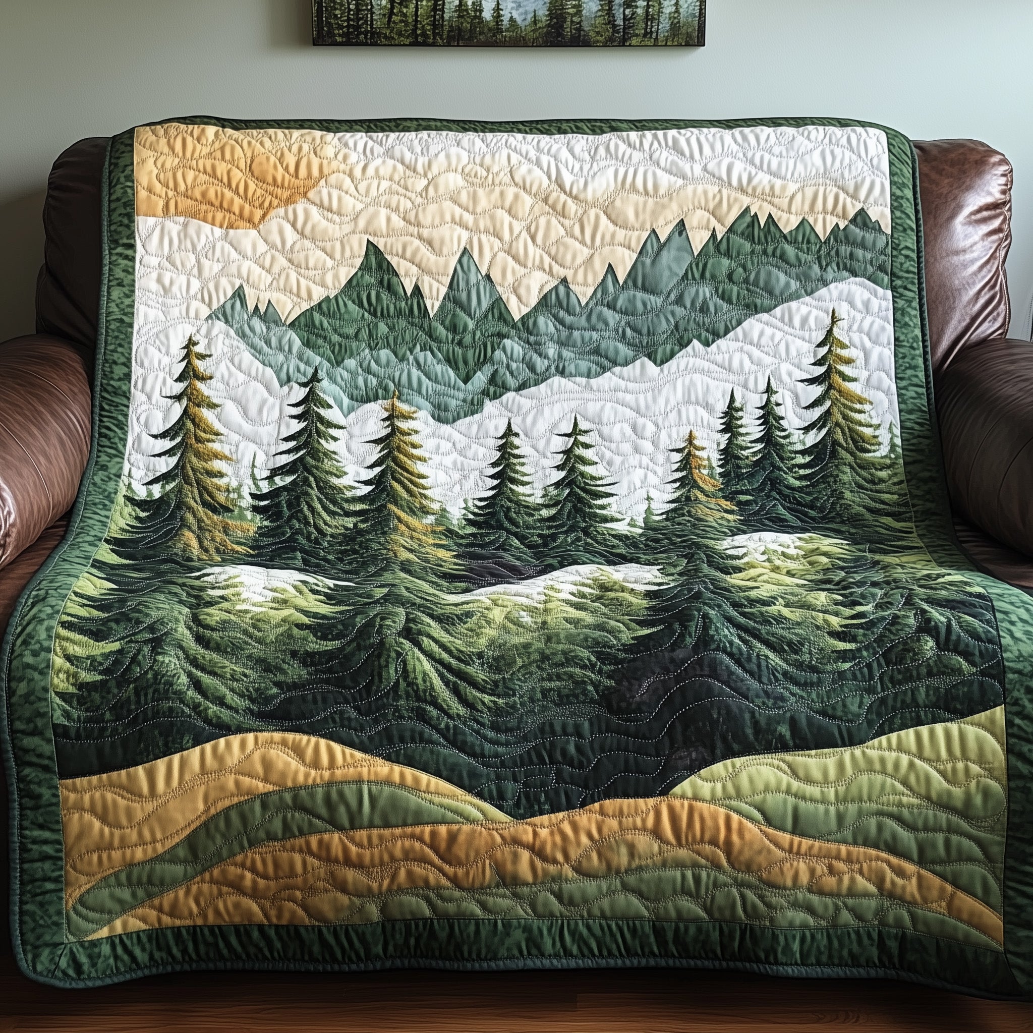 Misty Forest Quilted Blanket Cute Cozy BlanketGift For Daughter