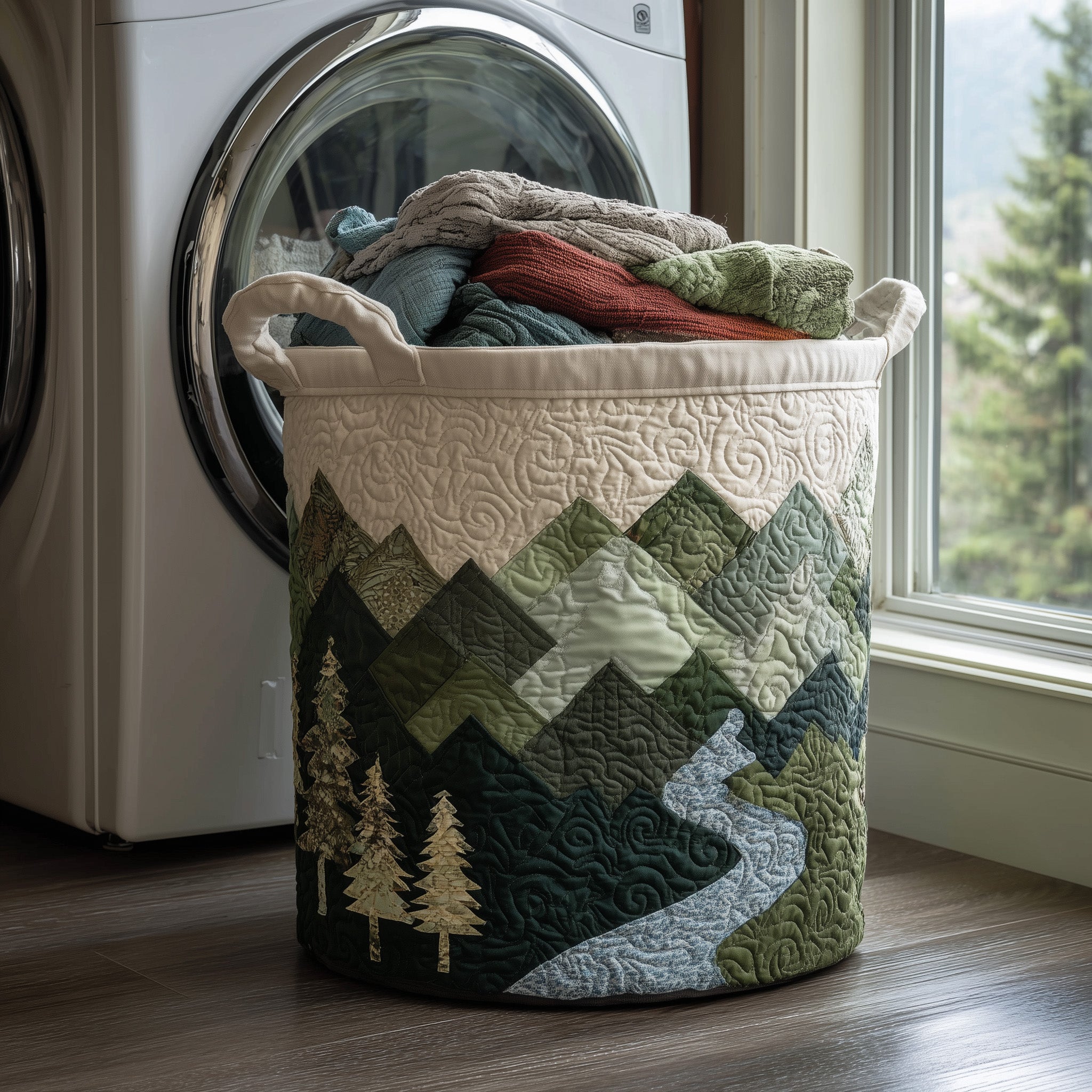 Misty Forest Quilted Laundry Basket Fabric Clothes Basket Wonderful Gifts For Mom