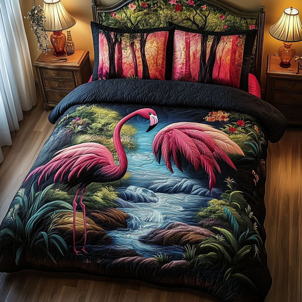 Misty Tropics Quilted Bedding Set Bedroom Decor Ideas Flamingo Birthday Gift Ideas