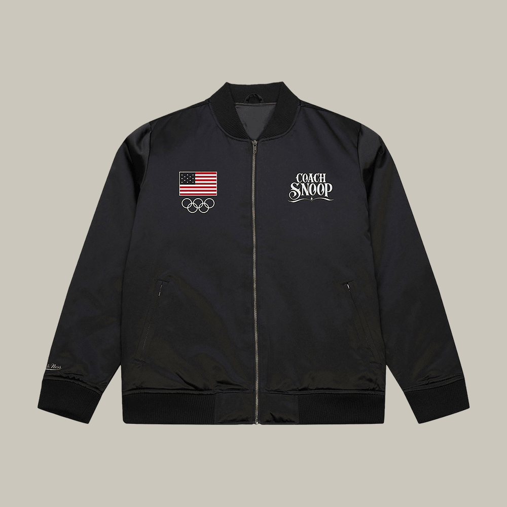 Mitchell & Ness Team USA Coach Snoop Satin Full Zip Bomber Jacket Milano Cortina 2026 Apparel