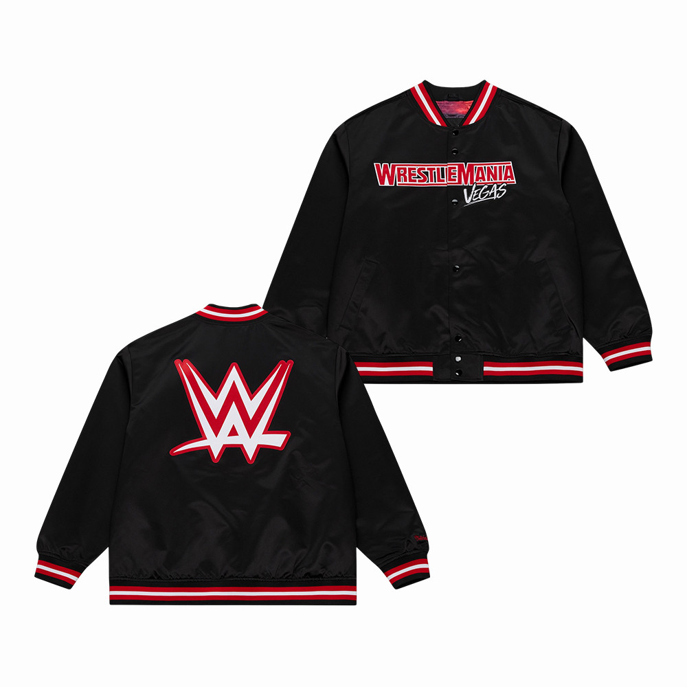 Mitchell & Ness WrestleMania 42 Bomber Jacket WWE Streetwear Apparel Present For Boyfriend