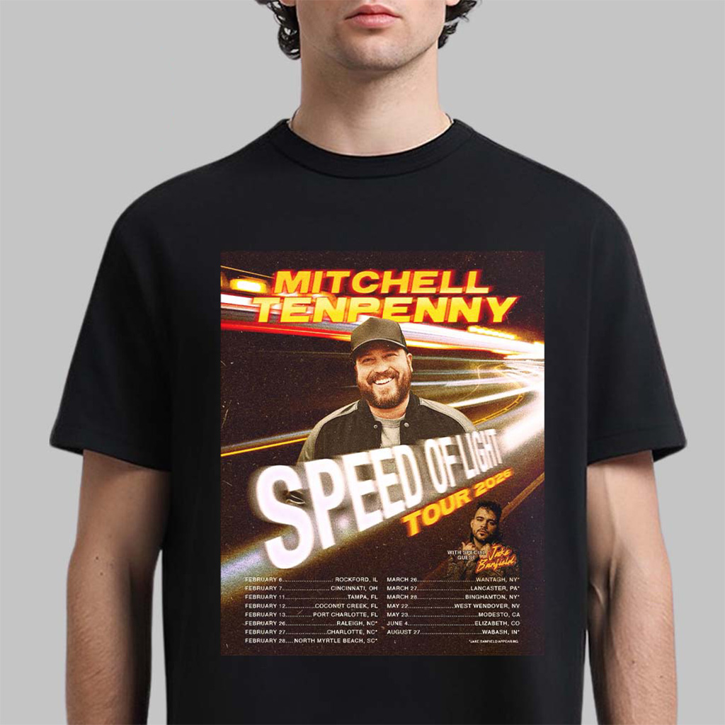 Mitchell Tenpenny Speed Of Light Tour 2026 North America City Dates T-Shirt Fan Merch