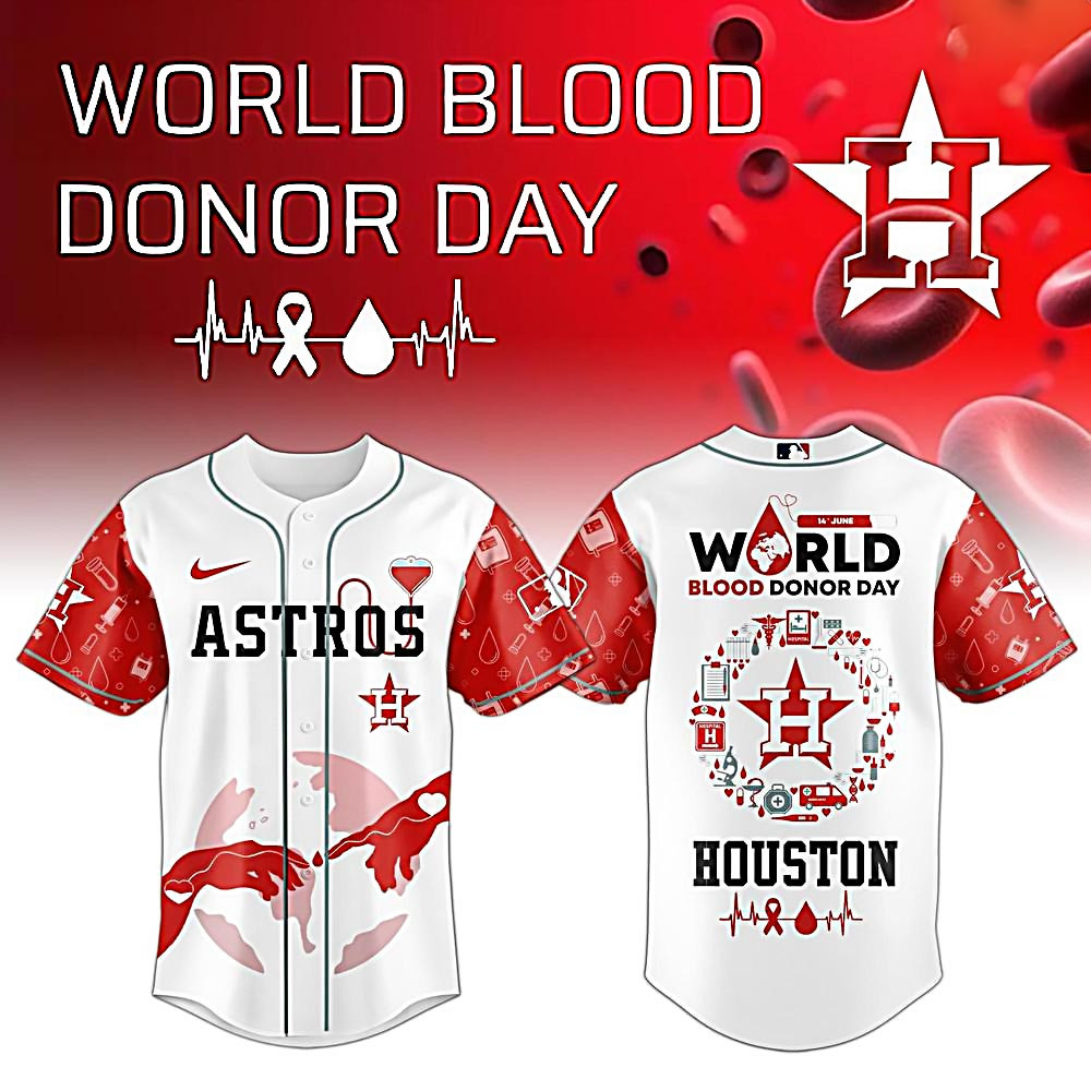 MLB All Team x Astros World Blood Donor Day 2025 Baseball Jersey Gift Ideas For Guys