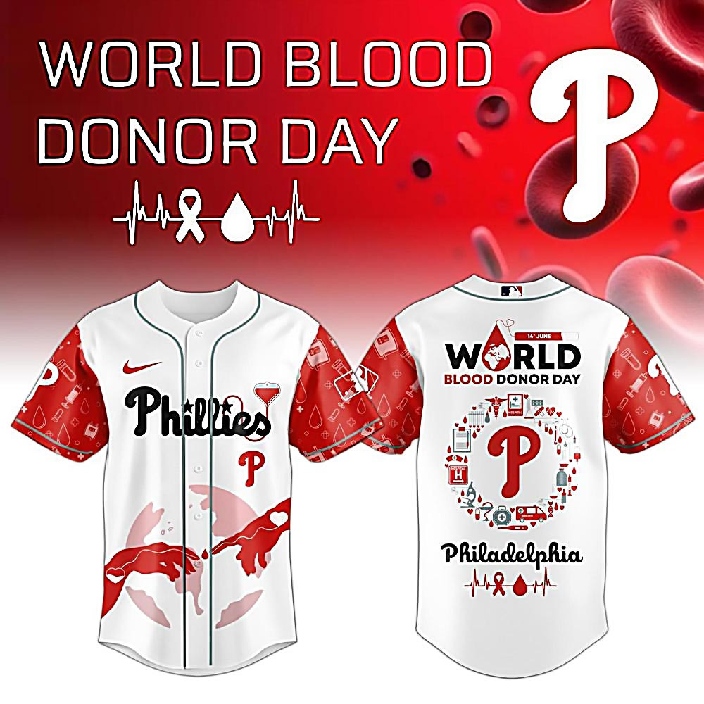 MLB All Team x Philies World Blood Donor Day 2025 Baseball Jersey Gift Ideas For Guys