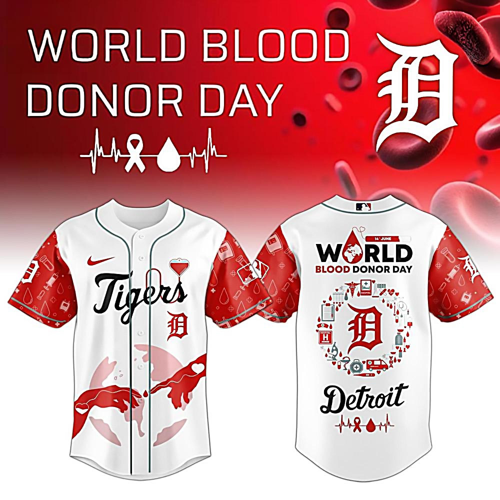 MLB All Team x Tiger World Blood Donor Day 2025 Baseball Jersey Best Gift Ideas For Him