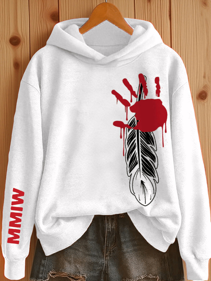MMIW Awareness Handprint Graphic Hoodie MMIW Awareness Month Hooded Sweatshirt