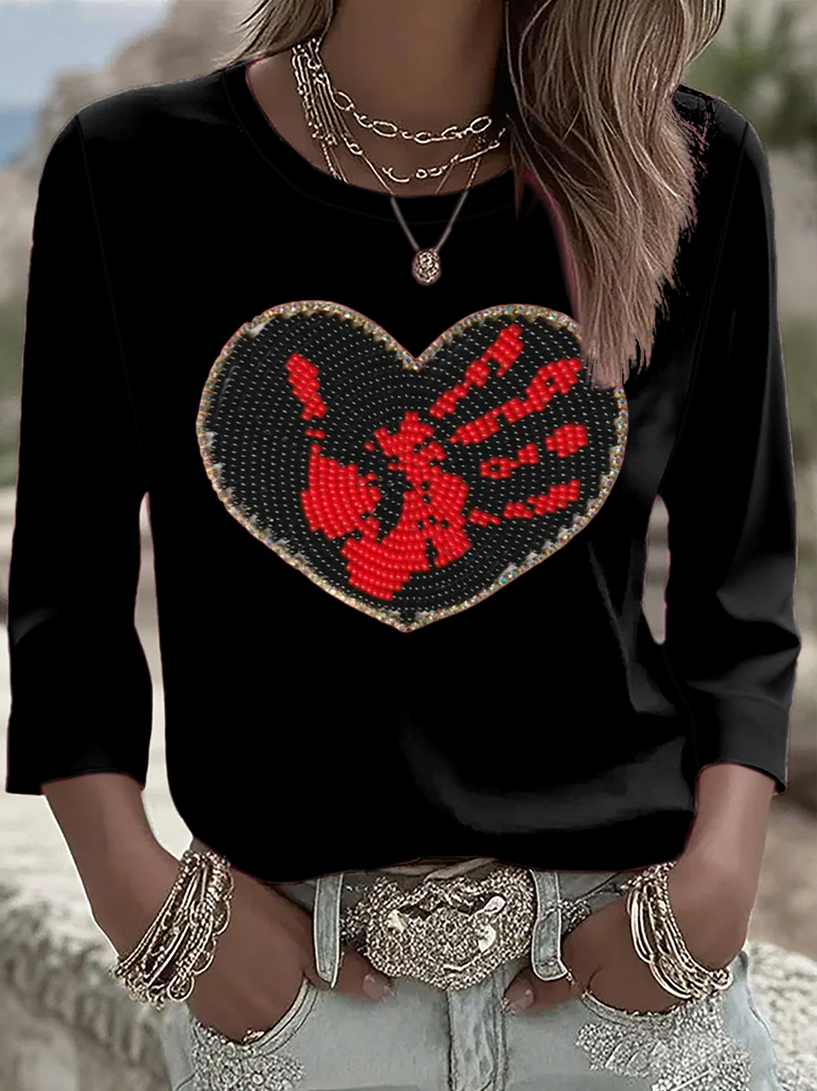 MMIW Awareness Handprint Graphic Long Sleeve Justice For MMIW Apparel Present For Her
