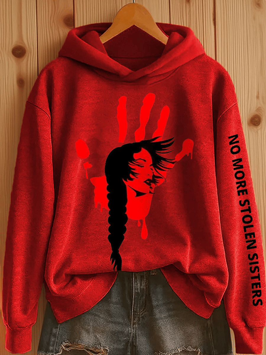 MMIW Awareness Handprint Hoodie No More Stolen Sisters Apparel Best Gift For Supporters