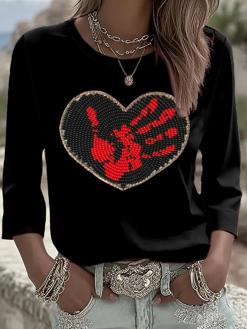 MMIW Awareness Handprint Long Sleeve Shirt No More Stolen Sisters Apparel Meaningful Gifts