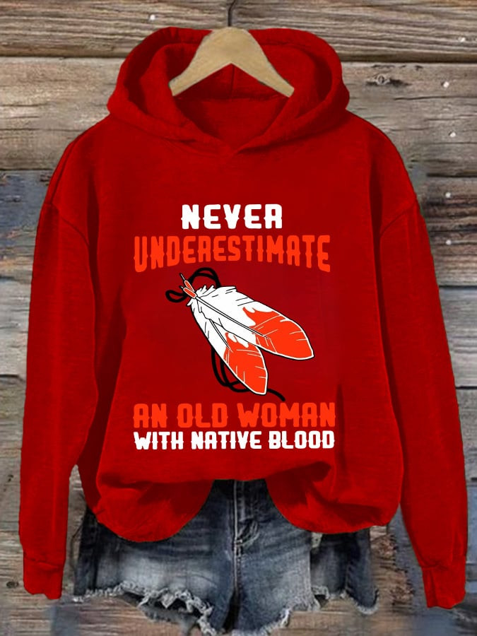 MMIW Awareness Never Underestimate An Old Women Hoodie MMIW Awareness Hooded Sweatshirt