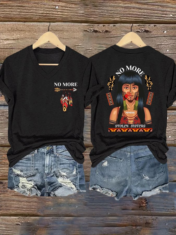 MMIW Awareness No More Stolen Sisters V-Neck Shirt Justice For MMIW Shirt Gift For Girlfriend