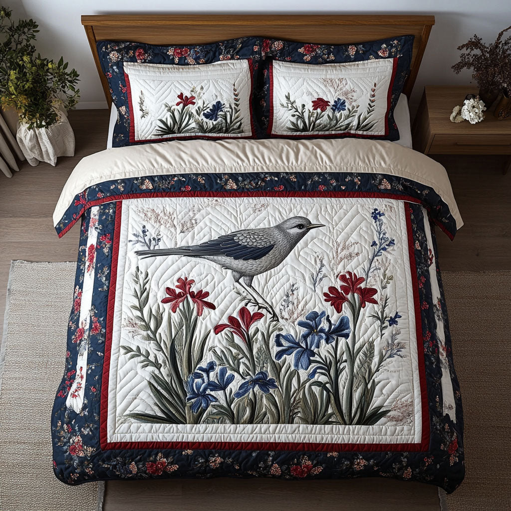 Mockingbird Haven Quilted Bedding Set Bedroom Decorations Gift Ideas For Bird Lovers