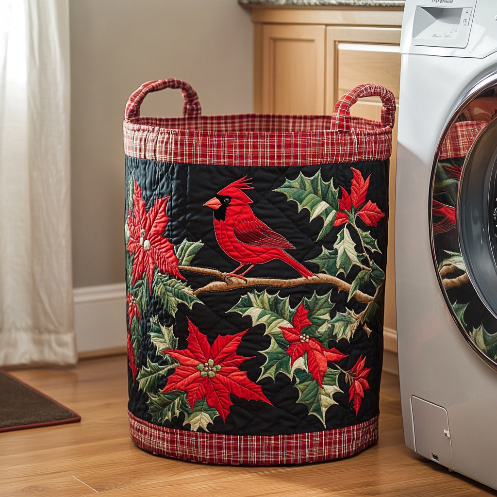 Modern Cardinal Quilted Laundry Basket Anniversary Merch Gift