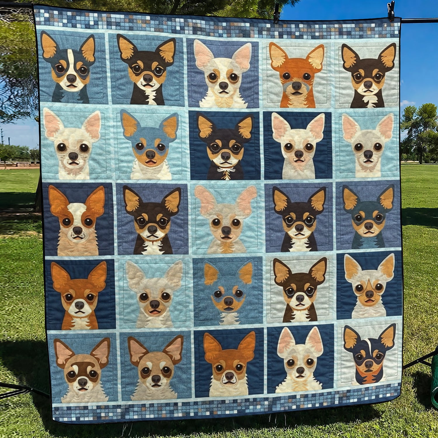Modern Chihuahua Quilted Blanket Gifts For Dog Lovers