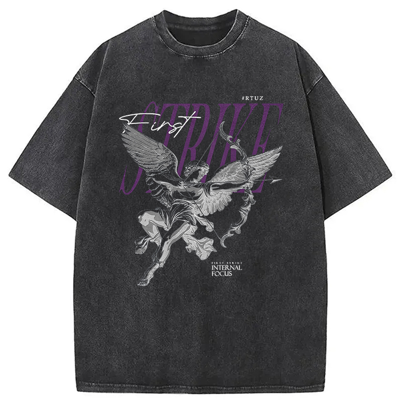 Modern Hip Hop Vintage Angel Urban Washed T-Shirt Cool Urban Street Style Shirt Gifts For Him