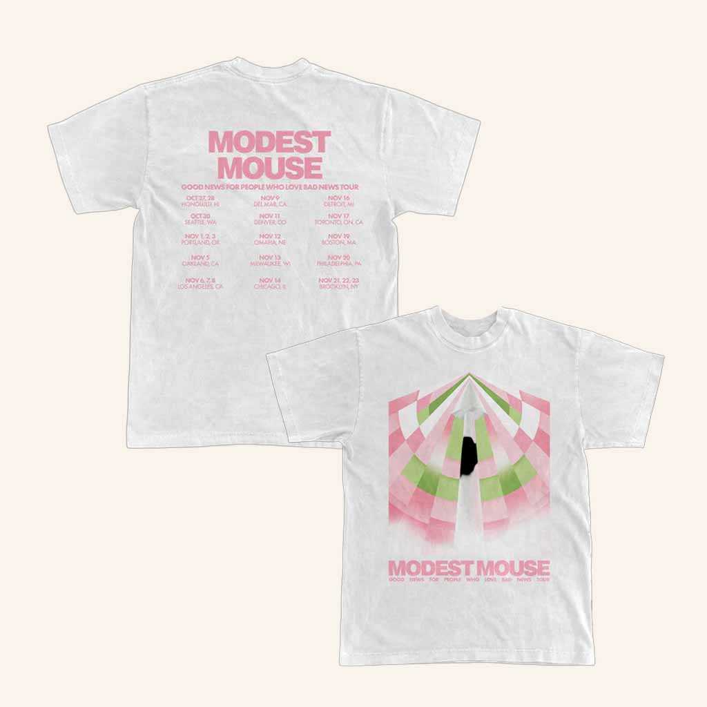 Modest Mouse Merch Good News For People Who Love Bad News Tour White T-Shirt Gift For Fans Modest Mouse Merch Good News For People Who Love Bad News Tour White T-Shirt Gift For Fans