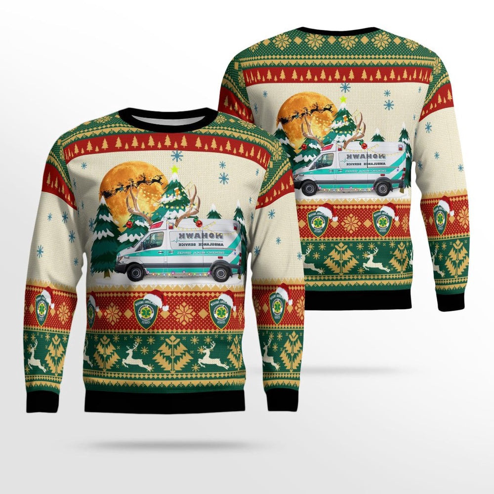 Mohawk Ambulance Service Capital District New York Christmas Ugly Sweater Christmas Unisex Sweaters Gift For Christmas