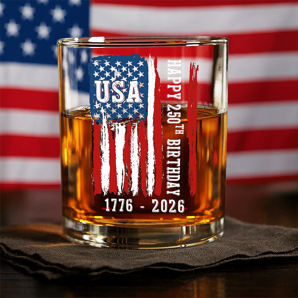 Molt Happy 250th Birthday America Flag Patriotic Whiskey Glass July 4Th Gift For Beer Lovers