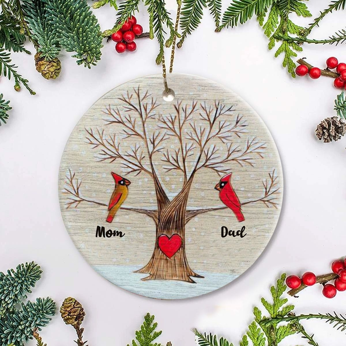 Mom Dad Cardinals Ornament Memorial Xmas Tree Topper Bird Christmas Decorations