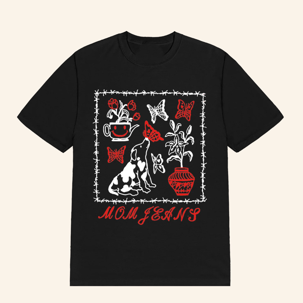 Mom Jeans Merch Butterfly Puppy T-Shirt Christmas Gift Ideas For Boyfriend